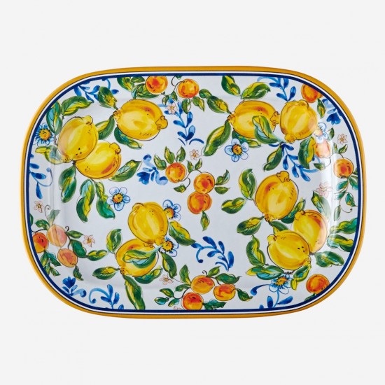 Limoncello Mavi /  Beyaz Oval Servis Tabağı 44 cm