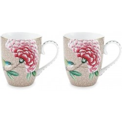 Blushing Birds Haki  İkili Büyük Mug Seti 350 Ml.